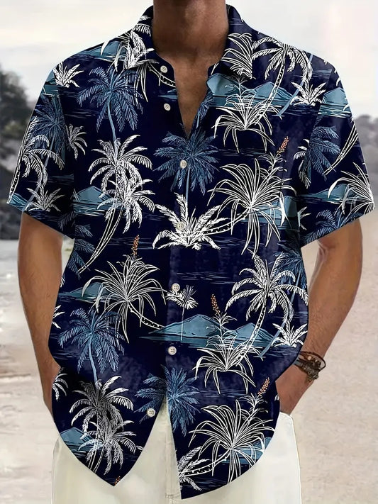 Floral Shirt For Men Cropped Sleeve Quick-Dry Beach Short-Sleeve Floral