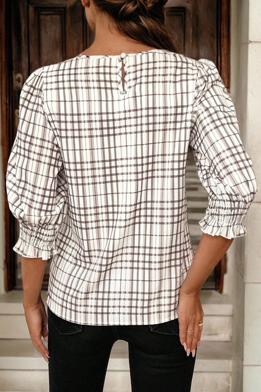 FORMO Textured Puff-Sleeve Top