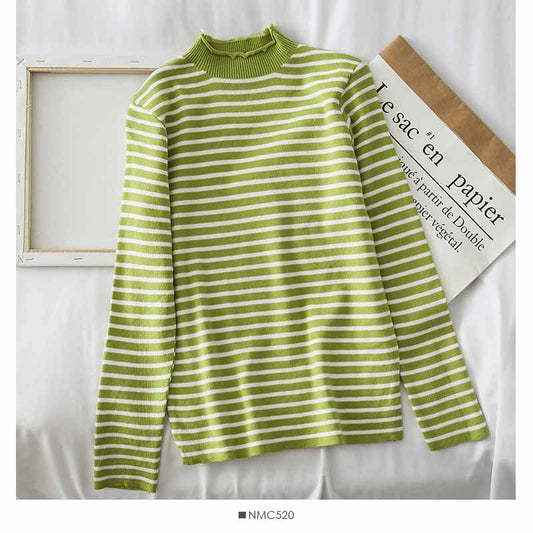 Sweaters Women Knitting Striped Student Elegant