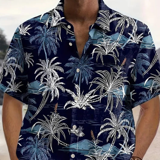 Floral Shirt For Men Cropped Sleeve Quick-Dry Beach Short-Sleeve Floral